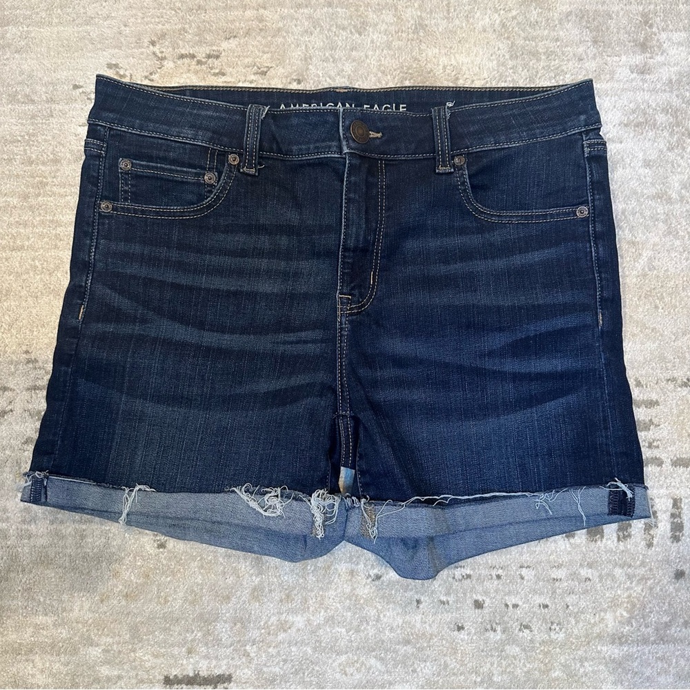 American Eagle Next Level Stretch Jean Shorts Women’s 14 Blue Denim 4” Inseam